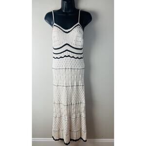 Olive + Oak Maxi Dress Womens M Sleeveless Crochet Knit Lined Lightweight Boho